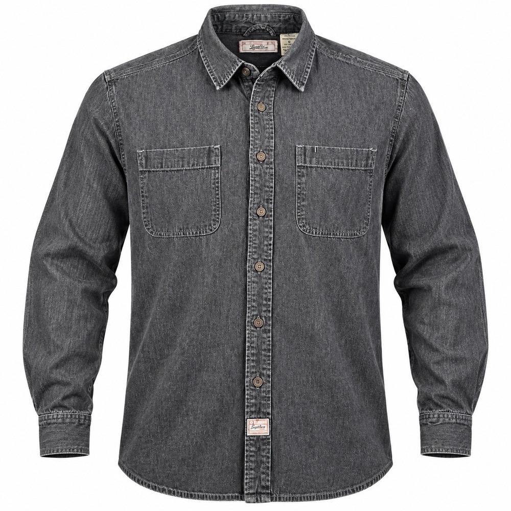 Levi Strauss Signature Black Denim Button Down Shirt Men's Large Metal Button